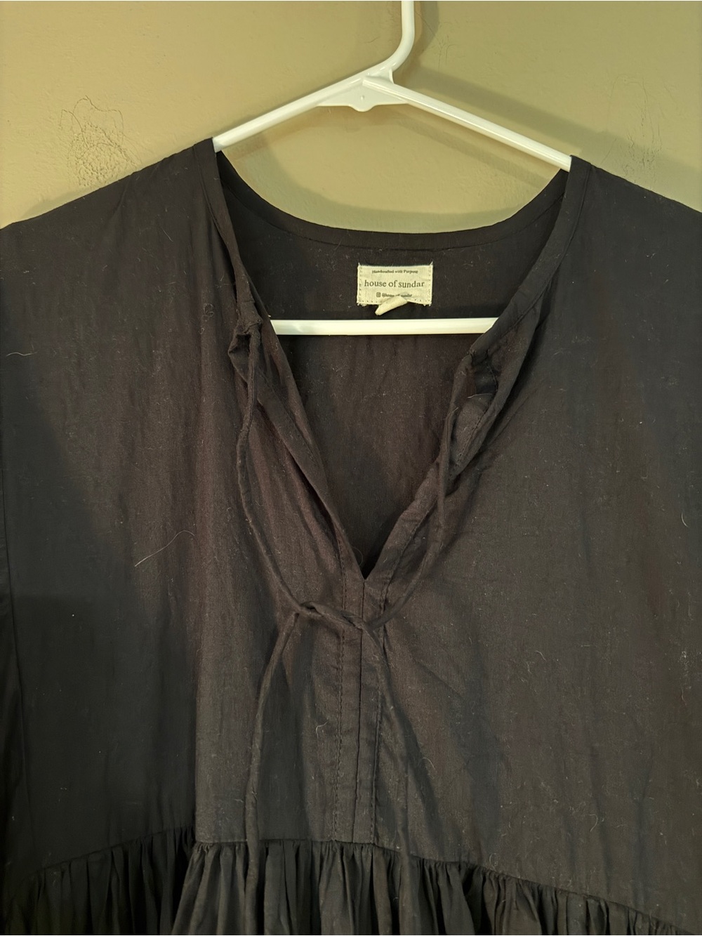 House of Sundar Sara Organic Cotton Midi Dress Black Oasis Size M - Picture 5 of 9